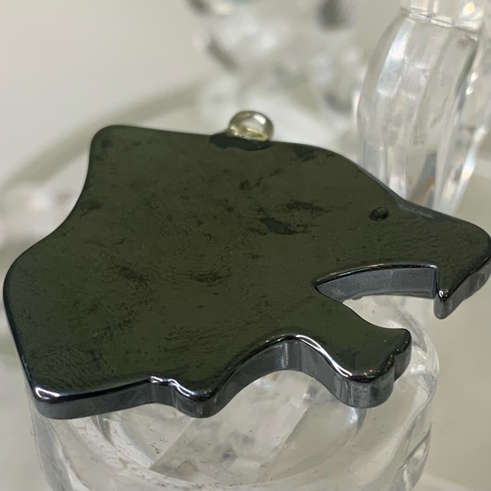 Grey Hematite Wolf Head Pendant Bead Carved Detailed Animal Necklace Pendant 1.4 - Picture 5 of 10